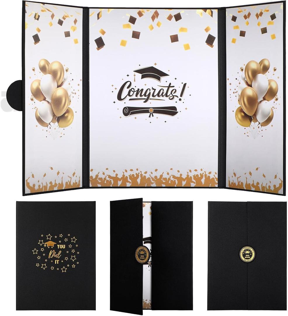 Engrowtic 3 Pcs Graduation Guest Book 2026 Black Gold Graduation Party Decorations Congratulations Graduates Signature Guest Book for Class of 2026 Men Women College High School Graduations Gift Card