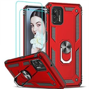 LeYi for Military-Grade Moto G Stylus 2021 Phone Case with Kickstand & 2 Tempered Glass Screen Protectors - Red [Not for 5G/2020]