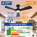 Depuley 42-Inch Ceiling Fans with Lights: Black 3 Blade Flush Mount Low Profile Ceiling Fan for Bedroom - Dimmable Indoor Outdoor Fan with Remote APP Control Ultra Quiet DC Motor Timer
