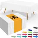 Smiry Disposable Table Cloth - 12 Pack, 54 x 108 Inch Waterproof Rectangle Tablecloths for Parties, Decorative Plastic Table Cover, Leakproof & Sturdy, White