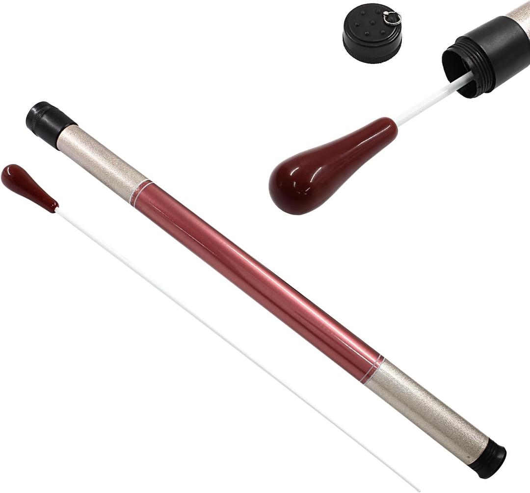 Piutouyar Music Conducting Baton, Music Baton Orchestra Baton Band Conductor Baton Imitation Agate Handle Music Conductor Baton with Tube Case for Concert(Red Handle)