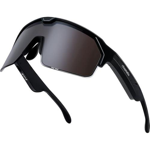Music Shield Smart Audio Sunglasses – Matte Black Frame, Smoke Lenses | Open-Ear Bluetooth Glasses for Men & Women with Electronic Tint Control, Sweat Proof, Sports Eyewear, 100% UV Protection