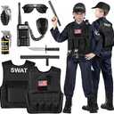 Luucio SWAT Police Officer Costume for Kids, Police Costume for kids, Halloween Party, Role Play Kit for Boys Girls XS