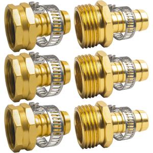 Hourleey Garden Hose Repair 1/2 Inch, Aluminum Mender Hose Connector Fitting with Clamp, Fit 1/2" Male & Female Hose Connector, 3 Sets