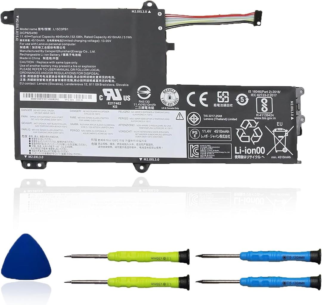 L15C3PB1 Laptop Battery Compatible with Lenovo IdeaPad 330S-14AST 330S-14IKB 330S-15ARR 330S-15AST 330S-15IKB GTX1050 Series Notebook L15M3PB0 L15L3PB0 5B10Q39206 11.4V 52.5Wh 4645mAh(Shape-B)