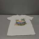 Girl's Drop Shoulder Letter Star Print Tee Tops Loose Short Sleeve Crew Neck T Shirts, 10Y