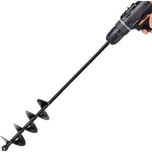 TCBWFY Auger Drill Bit 2x14.6inch Garden Plant Flower Bulb Auger Rapid Planter Bulb & Bedding Plant Auger for 3/8" Hex Drive Earth Drill Fence Post Umbrella Hole Digger
