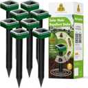 X-PEST Pack of 8 Mole Repellent for Lawns Solar Powered Groundhog Spikes, Ultrasonic Mole Stakes for Yard, Waterproof Gopher Repellent to Get Rid of Chipmunk, Vole and Snake for Garden