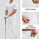 MAGCOMSEN Men's Golf Pants Classic Fit - 30"/32"/34" Stretch Water Resistant Quick Dry Flat Front Dress Pants with 5 Pockets (White)