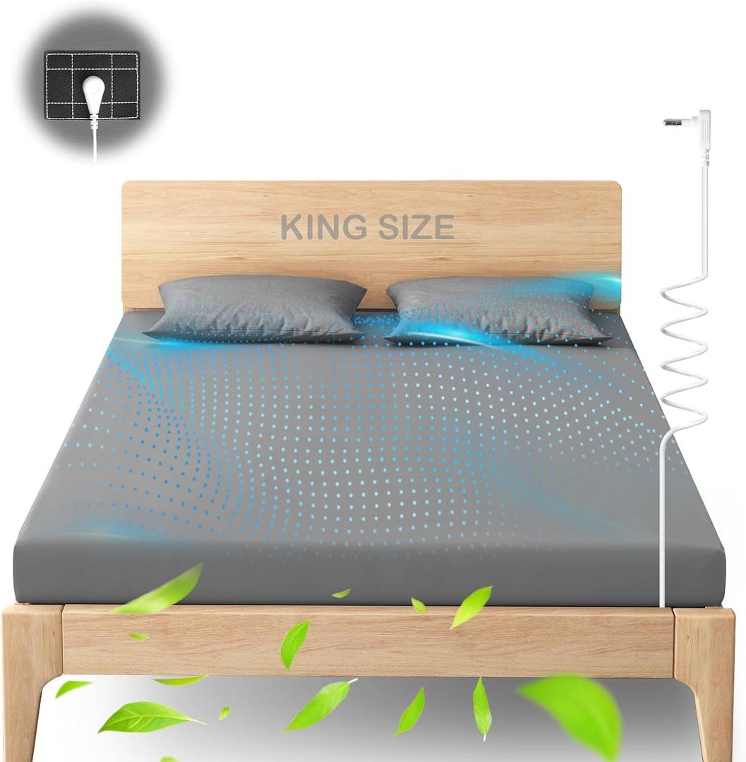 Grounding Sheets King Size 95% Organic Cotton + 5% Silver Fiber Fitted Earth Sheets with Grounding Cord, Grounding Well Bed Sheets for Healthy Sleep (Gray, 78"x80"x15")