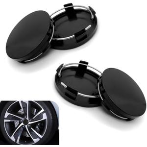 Pack of 4 Car Wheel Center Hub Covers  2.36" OD, 2.2" ID, 0.57" H Snap-on Rim Fastening Covers, Waterproof & Rust-Proof Protection, Universal Fit for Cars (Black)