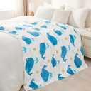 NEWCOSPLAY Throw Blanket Cute Soft Aesthetic Fleece Blanket for Kids Girls Boys Teens Cozy Blanket for Bed Couch Camping (Blue Whale, Throw(50"x60"))