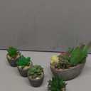 Succulents Plants Artificial Set of 5, Realistic Fake Succulents with Cement Like Pots for Home Office Decoration. (Type1)