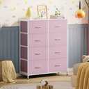 WLIVE Fabric Dresser for Bedroom, Tall Dresser with 8 Drawers, Storage Tower with Fabric Bins, Double Dresser, Chest of Drawers for Closet, Playroom, Dormitory, A-Pink