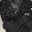 Avidlove Lace Bodysuit for Women Sexy Long Sleeve V Neck Body Suits Going Out Tops Snap Crotch One Piece Teddy Lingerie (Large, Black)