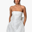 JUMISEE Embroidery Satin Homecoming Dress with Bow Modest Strapless Mini Dresses A Line Short Prom Dress Party Gown, M