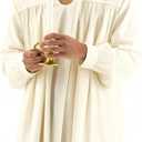 5 Pcs Men's Pajama Set Adult Nightshirt Night Sleeping Cap Gloves Candle Holder and Candle for Halloween Christmas (3X-Large, Beige-white)