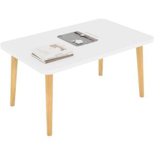 Square Coffee Table Low Table with 4 Solid Wood Sturdy Legs,Floor Table Desk for Sitting on The Floor,19.7"D x 31.5"W x 16"H Inches,Living Room/Toy room Furniture,Rental house Furniture (White-Square)