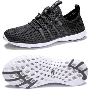 DLGJPA Men's Lightweight Quick Drying Aqua Water Shoes Athletic Sport Walking Shoes (10.5, 19127 black/white)
