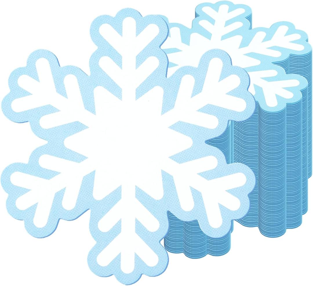 Fuutreo 360 Pcs Snowflake Cutouts Paper Bulk Winter Snowflakes Cutouts Name Tags Christmas Bulletin Board Decor with Glue Point Dots for School Classroom Winter Christmas Party Supplies