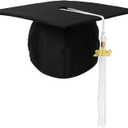 2 x Newrara Graduation Unisex Matte Adult Graduation Cap with Tassel (Black White)