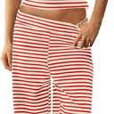 Panadila Womens Striped Two Piece Sets Summer Lounge Outfits Sailor Tube Top and Pants Matching Set Beach Vacation Travel Y2k (Size Medium, Red Combo)