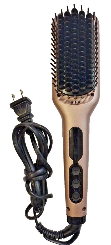 MEGAWISE Pro Ceramic Ionic Hair Straightener Brush for Home Salon | MCH Fast 20s Heating Tech with Auto-Off Safety | Anti-Scald with Universal Dual Voltage | Rotatable Power Cord (Black)