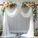 Wedding Arch Draping Fabric, 1 Panel 18FT White Sheer Backdrop Curtain Chiffon Fabric Drapery Voile Scarf Draping Panels for Wedding Archway Ceremony Curtain Valance Party Decoration