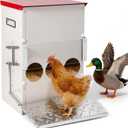 25LB Automatic Chicken Feeder No Waste Metal Gravity Poultry Feeder Treadle Feeder 3 Feeding Ports with Lid, Weatherproof Galvanized Chicken Food Dispenser for Ducks, Goose, Turkey