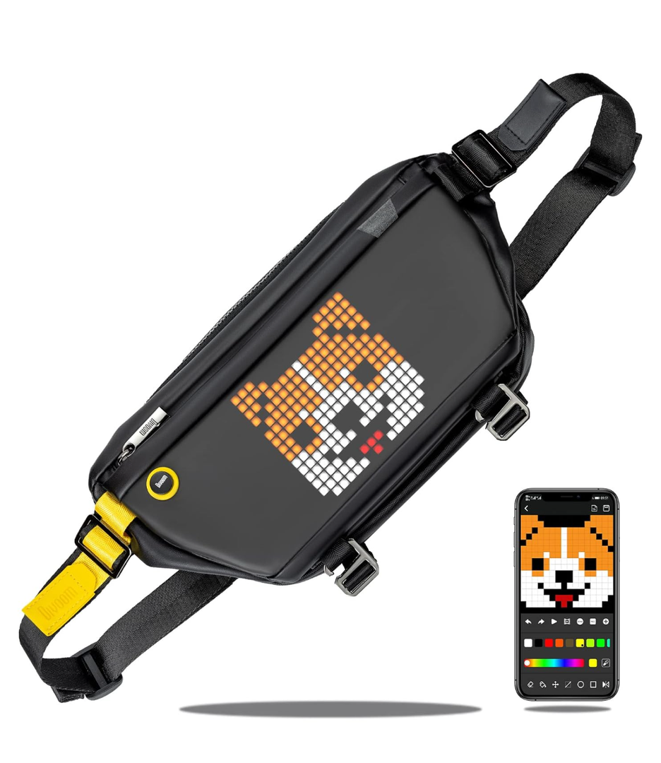 Divoom Sling Bag with LED Display, Crossbody Waterproof Shoulder Chest Backpack Cycling Travel Daypack for Men Women