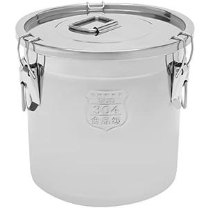 DYNAMI 304 Stainless Steel Airtight Canister with Airtight Lids, 5.5Gal Large Canisters Container w/Locking Clamp,Bucket Metal Food Storage Containers for Flour,Grain, Coffee Bean(21L)