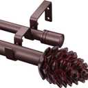 Bronze Double Curtain Rods 66 to 120 Inches 6/8 Inch +1 Inch Telescoping Drapery Rod for Windows With Brackets & Finials,Window Treatment Curtain Rod Set (ORB)