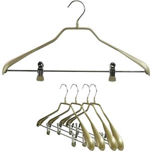 MAWA by Reston Lloyd, Body Form Series with Strong Adjustable Clips, Non-Slip Metal Clothing Hanger for Suits, Dresses, & Shirts, 1.5 inch Wide Shoulder, Style 42/LK, Set of 5, Gold