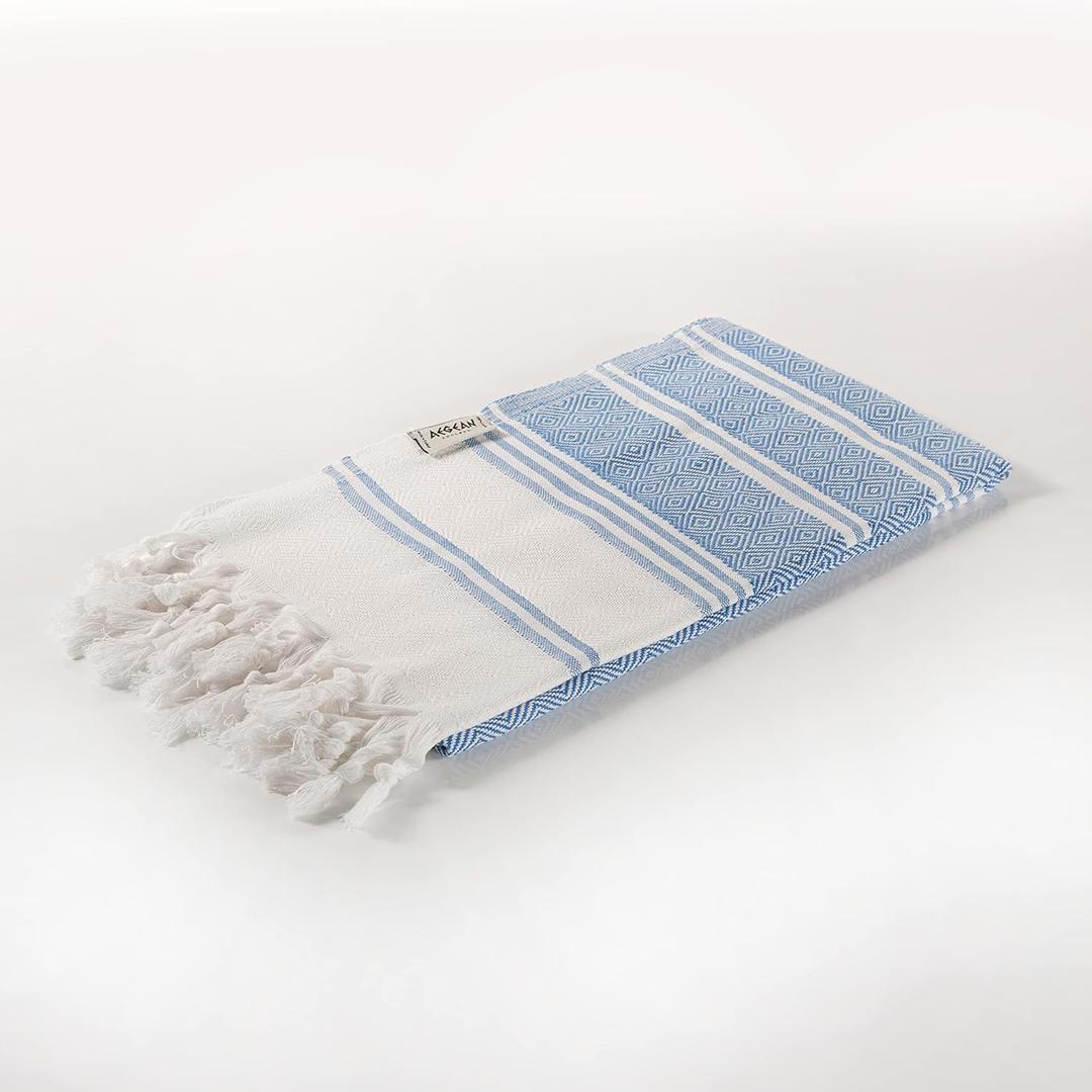 Turkish Beach Towels, Oversized, Sand Free Bath Towel, Packable, 41 x 68 inches, Soft, Quick Dry, Ideal for Swimmers, Travel, for Men & Women, Extra Large, Blue, Pack of 1