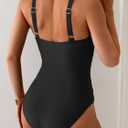 B2prity Women's Mesh One Piece Swimsuit Tummy Control Sexy Bathing Suit Push Up Swim Suit Slimming Swimwear (Black, L)