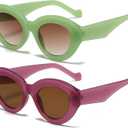 AIEYEZO Oversized Cat Eye Sunglasses for Women Cute Oval Thick Frame Cateye Sun Glasses Chic Retro Style Shades