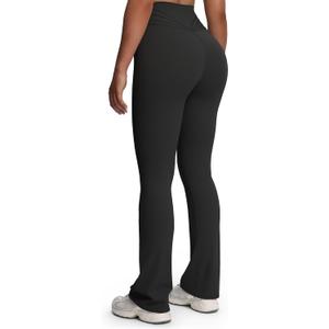Aoxjox Mini Flare Leggings for Women Trinity Tummy Control High Waisted Wide Leg Yoga Pants 29"/31"/33" (Black, XS)