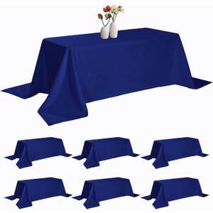 6 Pack Rectangle Tablecloth 90 x 132 Inches Royal Blue Table Cloth Stain and Wrinkle Resistant Washable Polyester Fabric Table Cover for Party, Wedding and Banquet Decoration