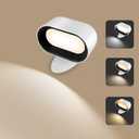 Amouhom LED Wall Sconce with Remote Touch Control Wall Mounted Night Light 5 Brightness Levels &7 Colors with 2500 mAh Battery 360 Rotating Bedside Lamp for Bedroom Living Room (B02-white)