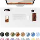 YSAGi Leather Desk Protector, Office Mat, Large Mouse Mat, Non-Slip PU Leather Blotter, Laptop Desk Pad, Waterproof Writing Pad for Office and Home (White, 35.4" x 17")