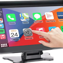 Wireless Apple Carplay Screen for Car,7" HD Portable Car Stereo Touchscreen with Apple CarPlay and Android Auto with Mirror Link/Bluetooth/GPS Navigation/AUX for All Vehicles