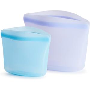 Stasher Premium Silicone Reusable Food Storage Bags, 2-Pack, Multi, Multi-Use Food Storage Bags, Lunch Bag, Travel Containers, BPA Free, Leak-free, Dishwasher-Safe, Eco-friendly (Blue + Lavender)