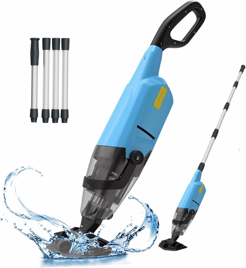 EFURDEN Pool Vacuum for Above Ground Pool, Cordless Handheld Rechargeable Pool Cleaner with Running Time Up to 90 Minutes for Sand and Debris, Ideal for In-Ground Pools, Spas, and Hot Tubs (Blue)