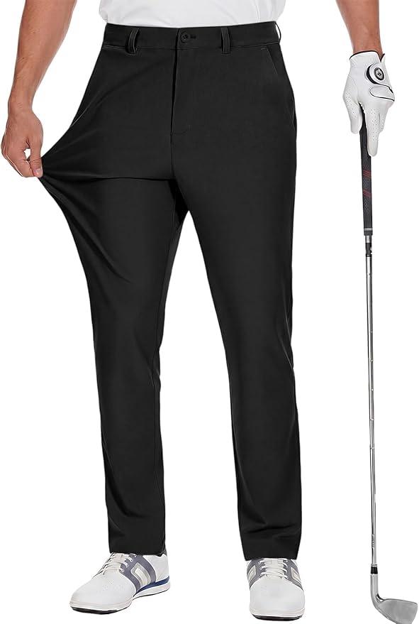 Runcati Golf Trousers Stretch Breathable Trousers with Pockets Slim Fit Quick-Drying Leisure Trousers Lightweight Fabric Trousers, 36W×30L