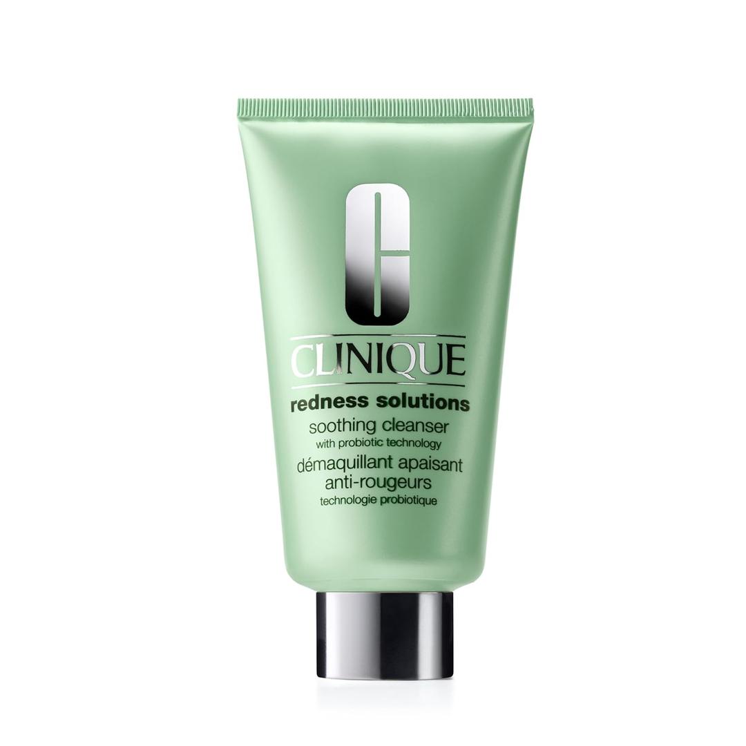 Clinique Redness Solutions Soothing Oil Free Face Cream Cleanser with Probiotic Technology | Appropriate for Skin with Rosacea, 5 Fl Oz