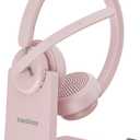 awatrue Wireless Headset with Mic for Work, Bluetooth Headphone with AI Noise Cancelling Mic for Clear Calls, Bluetooth 5.3 & 2.4G Dongle, Computer Headset for Call Center/PC/Zoom (Pink)