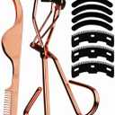 Eyelash Curlers with Comb and Eyelash Applicator Tweezers with Comb IMMER LIEBEN Press for 10 Seconds to Naturally Curl Your Lashes Rose Gold