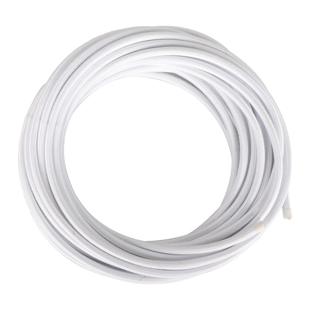 Helunsi 32.8ft Cloth Covered Lamp Cord, 18 AWG 2 Conductor White Vintage Electrical Cord Braided Electrical Wire, 18 Gauge Round Rayon Fabric Covered Wire for DIY Antique Industrial Lighting Project