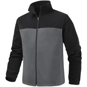 Puhope Men's Casual Outdoor Fleece Zip Jacket Long Sleeve Warm Winter Coat for Men with Zip Pocket, Size: S