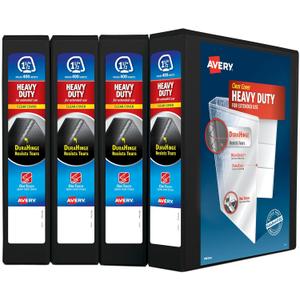 Avery Heavy Duty View 3 Ring Binder, 1.5"One Touch Slant Ring, Holds 8.5" x 11" Paper, 3 Black Binders (79870) 
